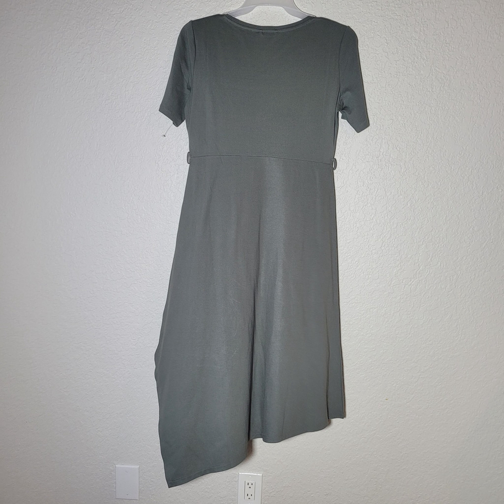 NWT CLUB MONACO Women's Midi Dress Square Neckline Large Olive Gray - Picture 3 of 11